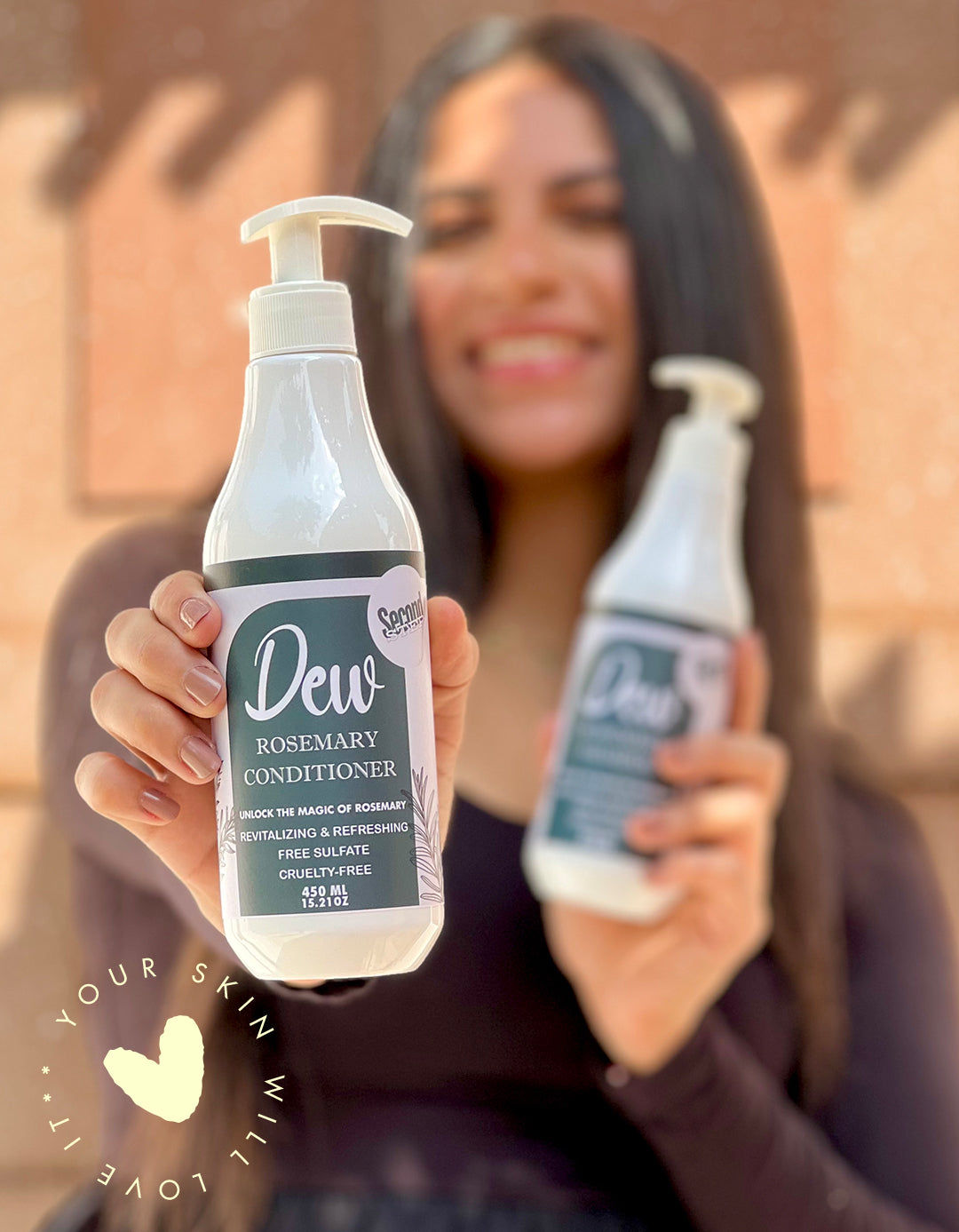 Rosemary Conditioner bottle from Dew Skincare, featuring sulfate-free ingredients for healthy, nourished hair